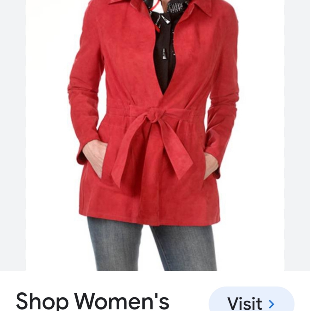 Ladies Red Suede Tie Blazer Size 8